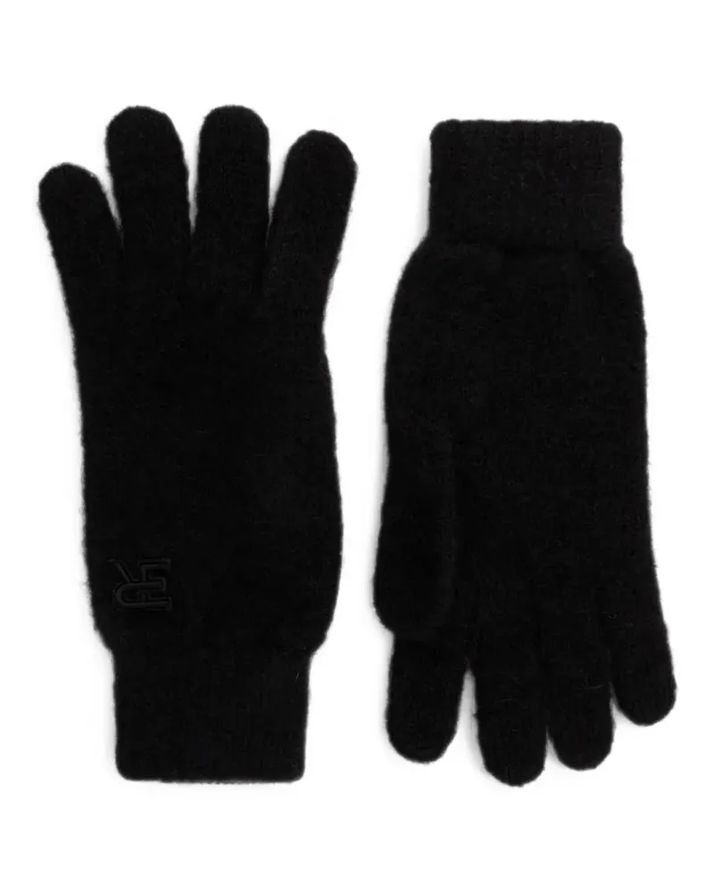 Ermanno Scervino logo-embroidered knitted gloves - Schwarz Schwarz