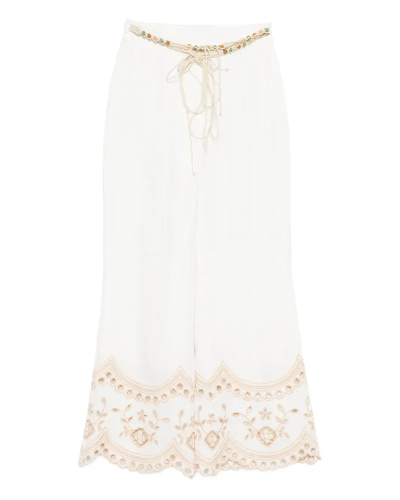 Zimmermann Wanderlust beaded embroidered trousers - Weiß Weiß