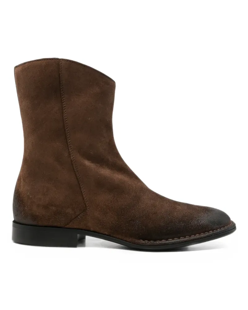 Emporio Armani suede burnished-effect boots - Braun Braun