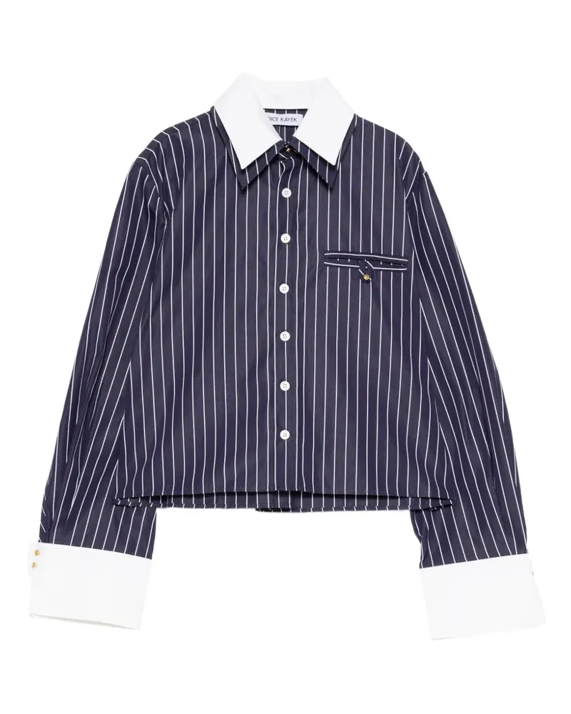 Dice Kayek pinstriped contrast-collar shirt - Blau Blau