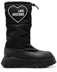 Moschino Gefütterte Stiefel mit Herz-Patch Schwarz