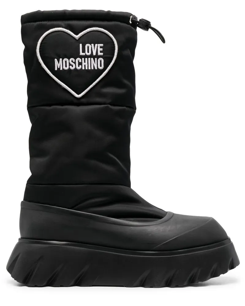 Moschino Gefütterte Stiefel mit Herz-Patch Schwarz