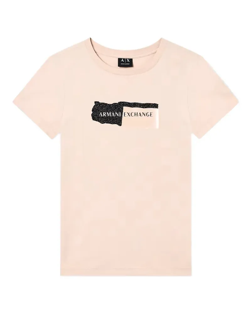 Armani Exchange T-Shirt mit Logo-Print - Nude Nude