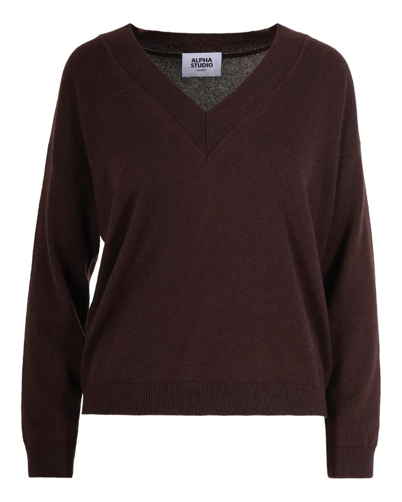 Alpha Studio Pullover mit V-Ausschnitt - Braun Braun