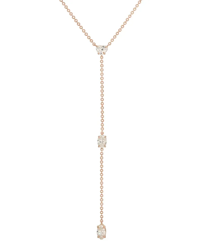 ANITA KO Halskette mit ovalem Lariat mit Diamant-Herz - Rosa Rosa