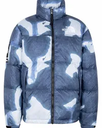 Supreme Being x TNF Nuptse Jacke mit Bleach-Effekt Blau