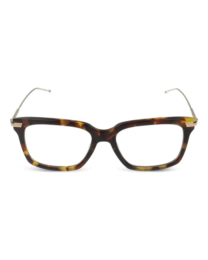 Thom Browne tortoiseshell-effect rectangle-frame glasses - Braun Braun