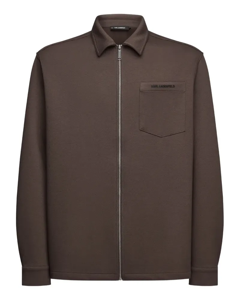 Karl Lagerfeld Hemdjacke aus Jersey mit Brusttasche - Braun Braun