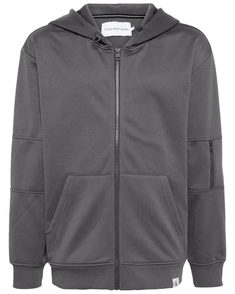 Calvin Klein Woven Tab Sportjacke mit Reißverschluss - Grau Grau