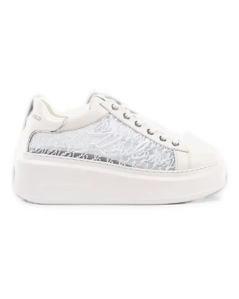Karl Lagerfeld logo-embroidered mesh sneakers - Weiß Weiß