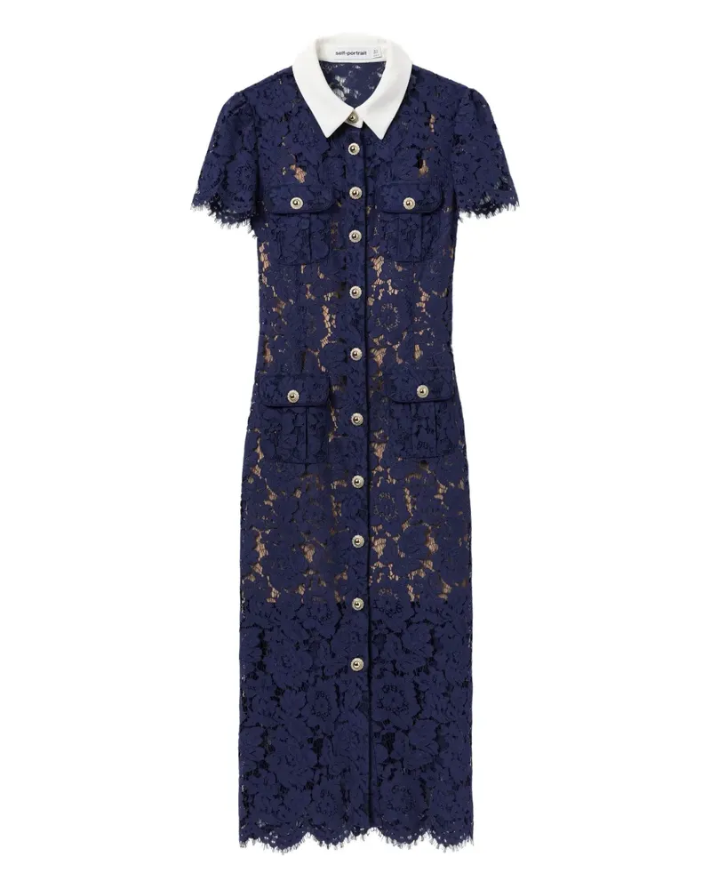Self-Portrait Besticktes Kleid - Blau Blau