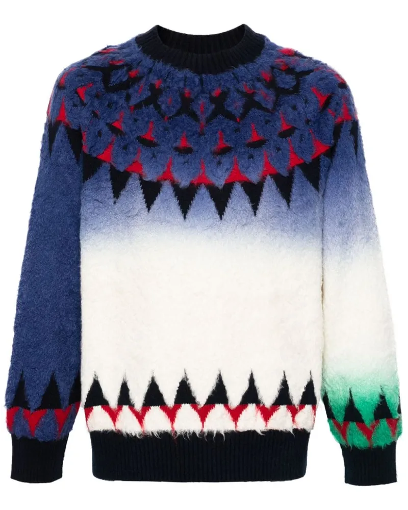 Sacai Pullover mit Jacquardmuster Blau