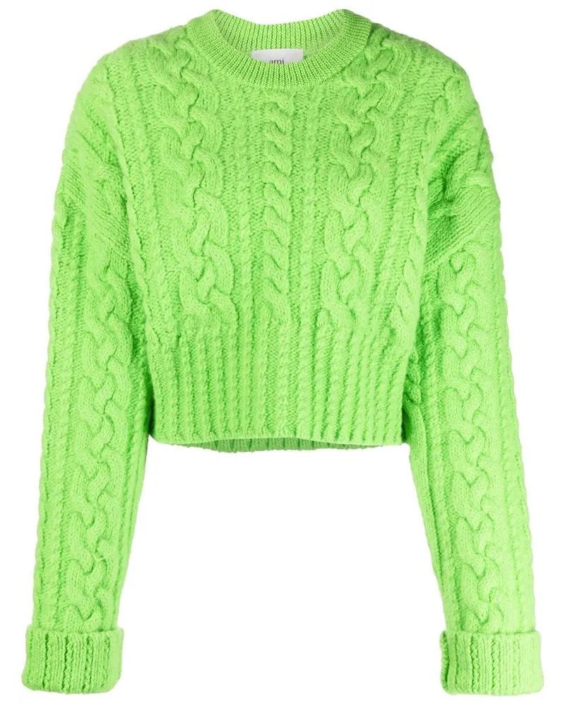 AMI Paris Pullover mit Zopfmuster - Grün Grün