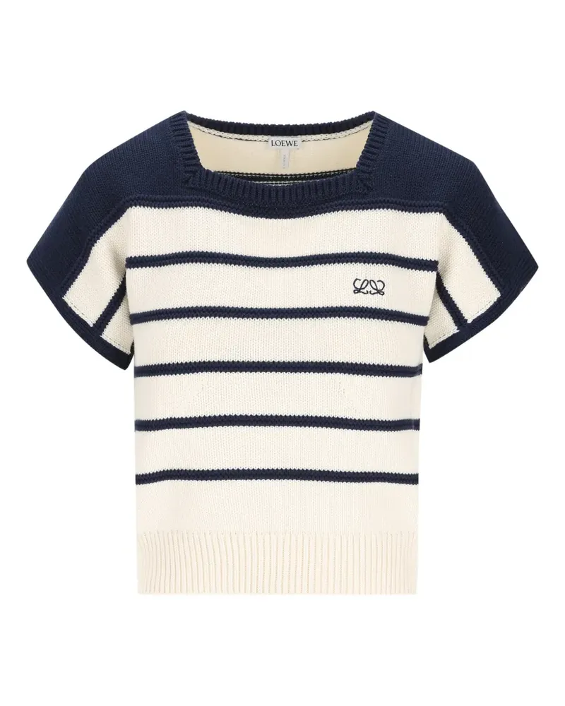 Loewe striped Anagram-embroidered sweater - Weiß Weiß