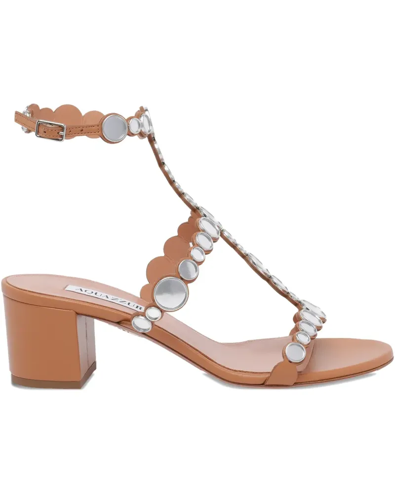Aquazzura studded afterglow leather sandals - Braun Braun