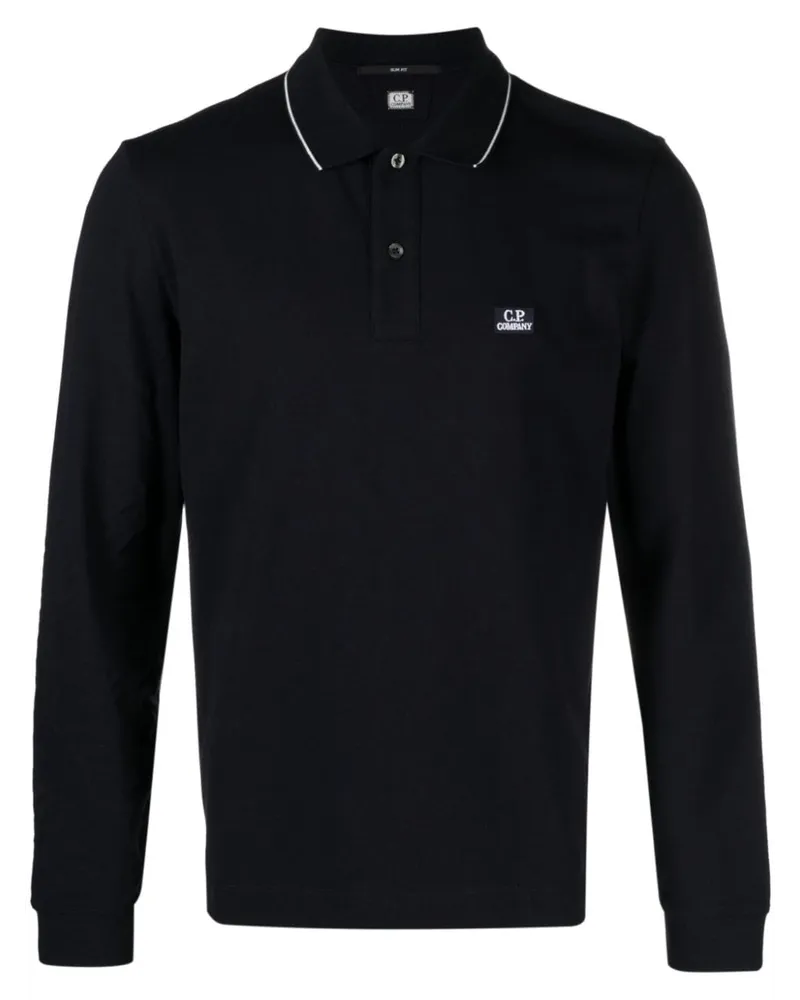 C.P. Company Pikee-Poloshirt mit Logo-Patch - Blau Blau