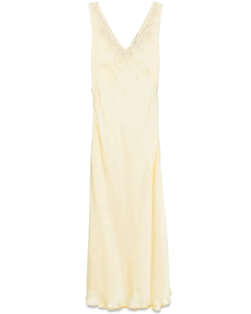 Twin-Set Maxikleid aus Satin - Gelb Gelb