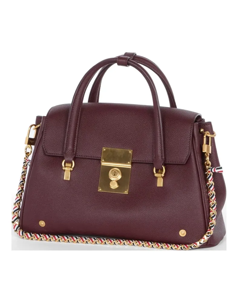 Thom Browne small Bolton pebbled leather tote bag - Rot Rot