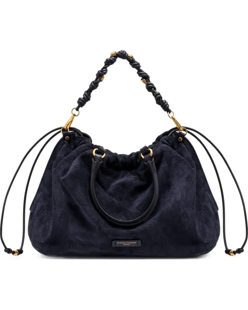Gianni Chiarini Große Morgana Schultertasche mit geflochtenem Henkel und Kordelzug - Blau Blau