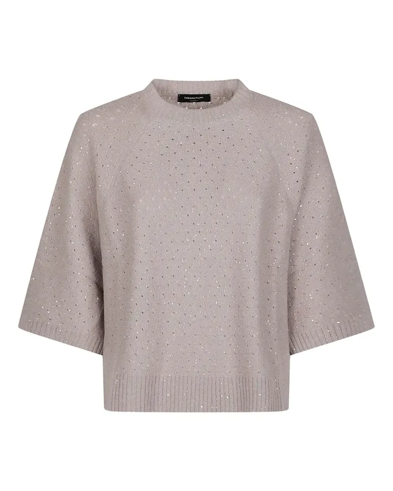 Fabiana Filippi sequin-embellished perforated sweater - Nude Nude