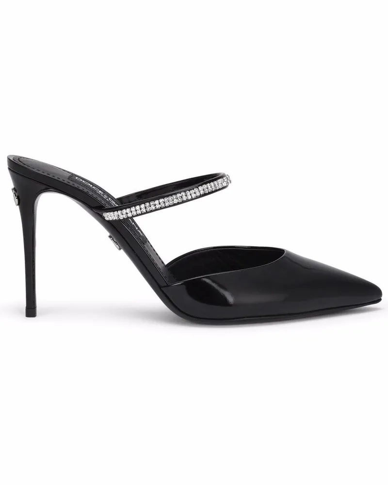 Dolce & Gabbana Verzierte Mules aus Lackleder 90mm - Schwarz Schwarz