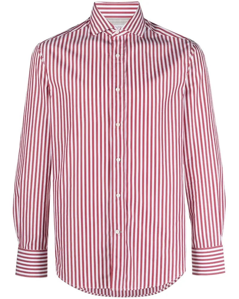 Brunello Cucinelli Gestreiftes Hemd - Rot Rot