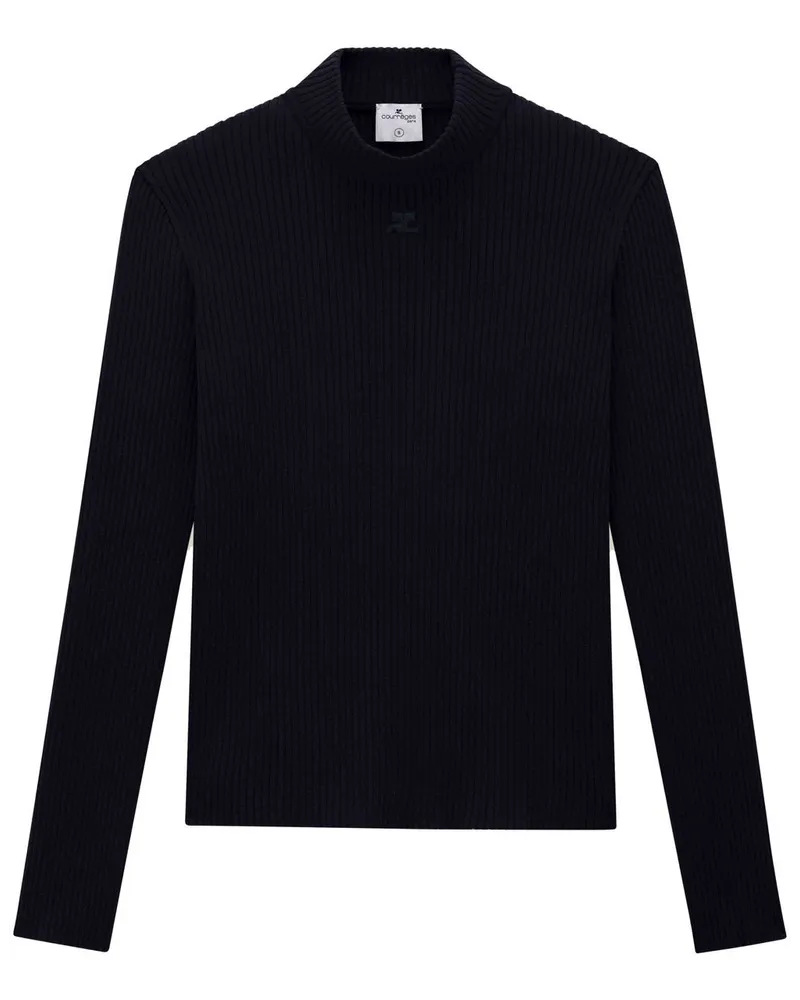 Courrèges Gerippter Pullover mit Stehkragen - Blau Blau