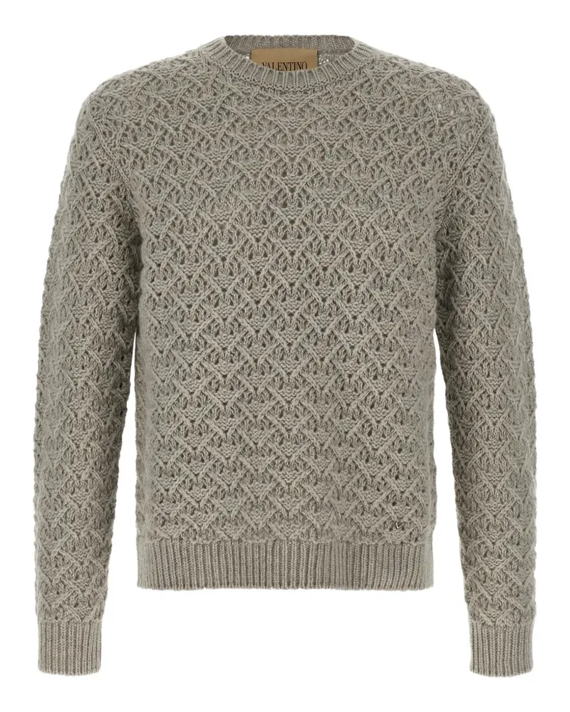 Valentino Garavani Pullover aus Wolle und Kaschmir mit metallischem V-Detail - Grau Grau