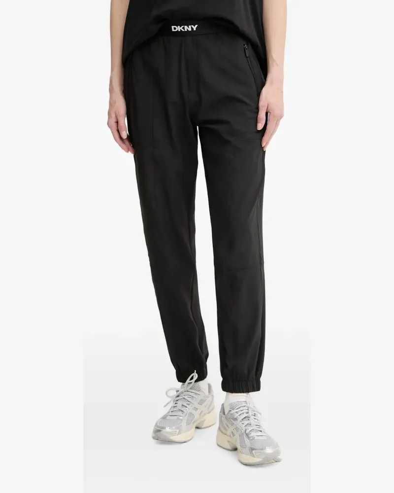 DKNY logo-waistband elasticated-cuff track pants - Schwarz Schwarz