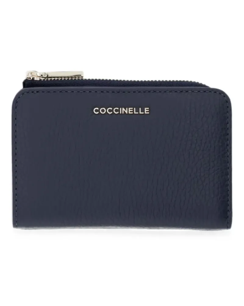 Coccinelle Kleines Metallic-Portemonnaie aus Saffiano-Leder - Blau Blau