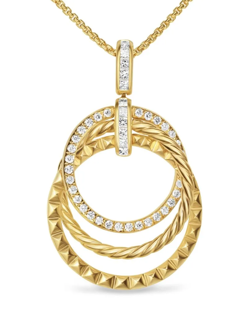 David Yurman 18kt Crossover Trio Gelbgoldhalskette mit Diamantanhänger 1,25mm Gold