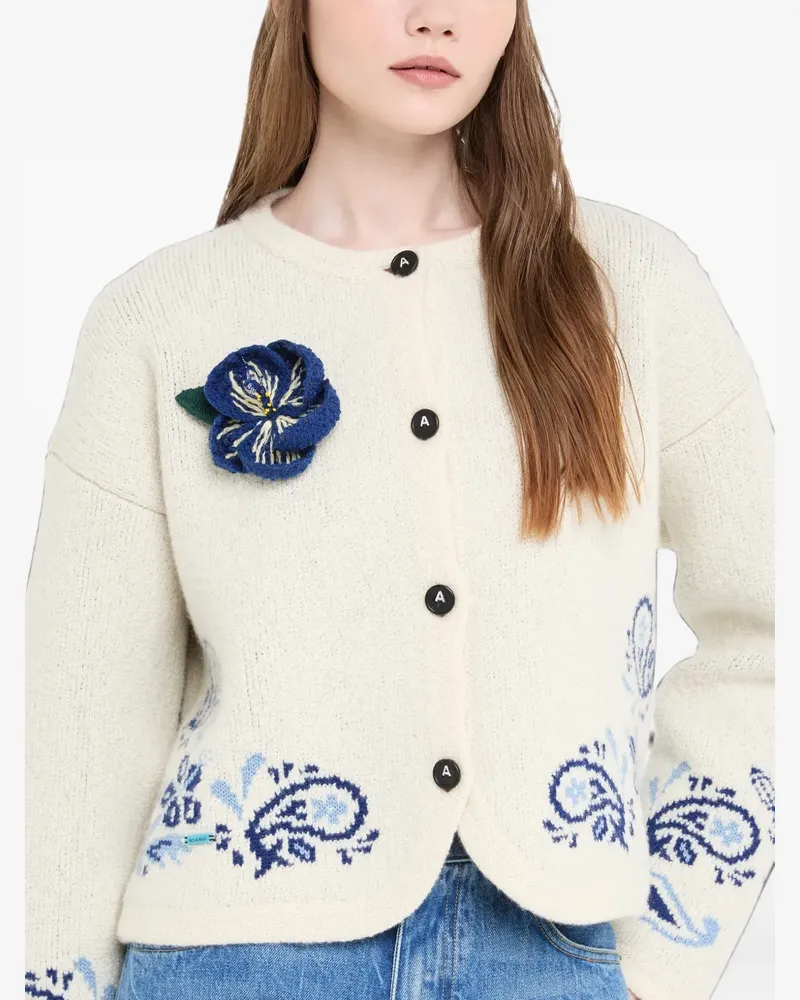 Alanui Hibiscus embroidered brooch - Blau Blau
