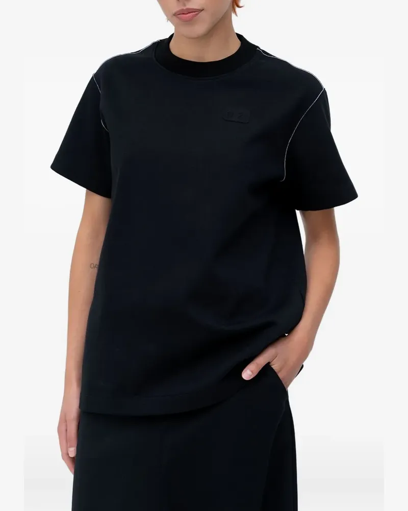 N° 21 Logo-T-Shirt mit Kontrastnähten - Schwarz Schwarz