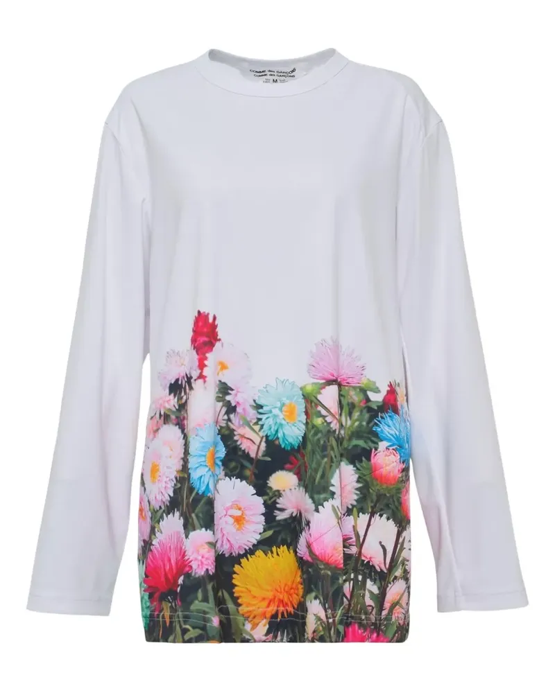 Comme des Garçons long-sleeved floral-print jersey - Weiß Weiß