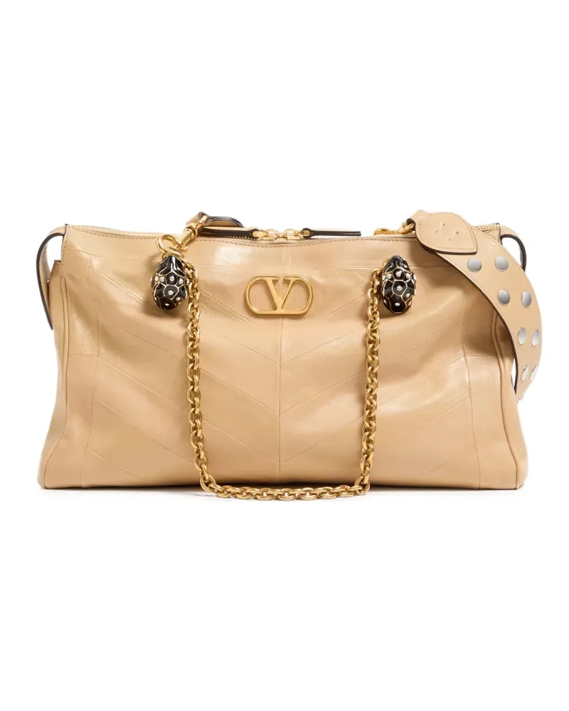 Valentino Garavani chevron feline shoulder bag - Nude Nude