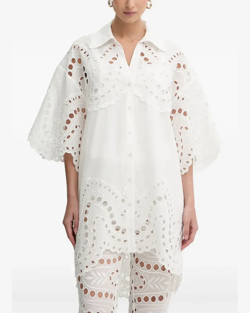 Charo Ruiz Tao Oberteil mit Lochstickerei - Weiß Weiß