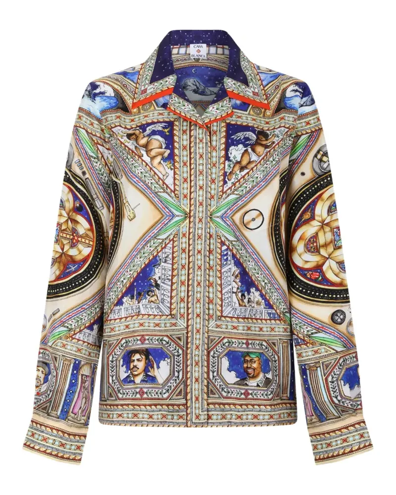Casablanca Paris Take Me To Church graphic-print silk shirt - Nude Nude