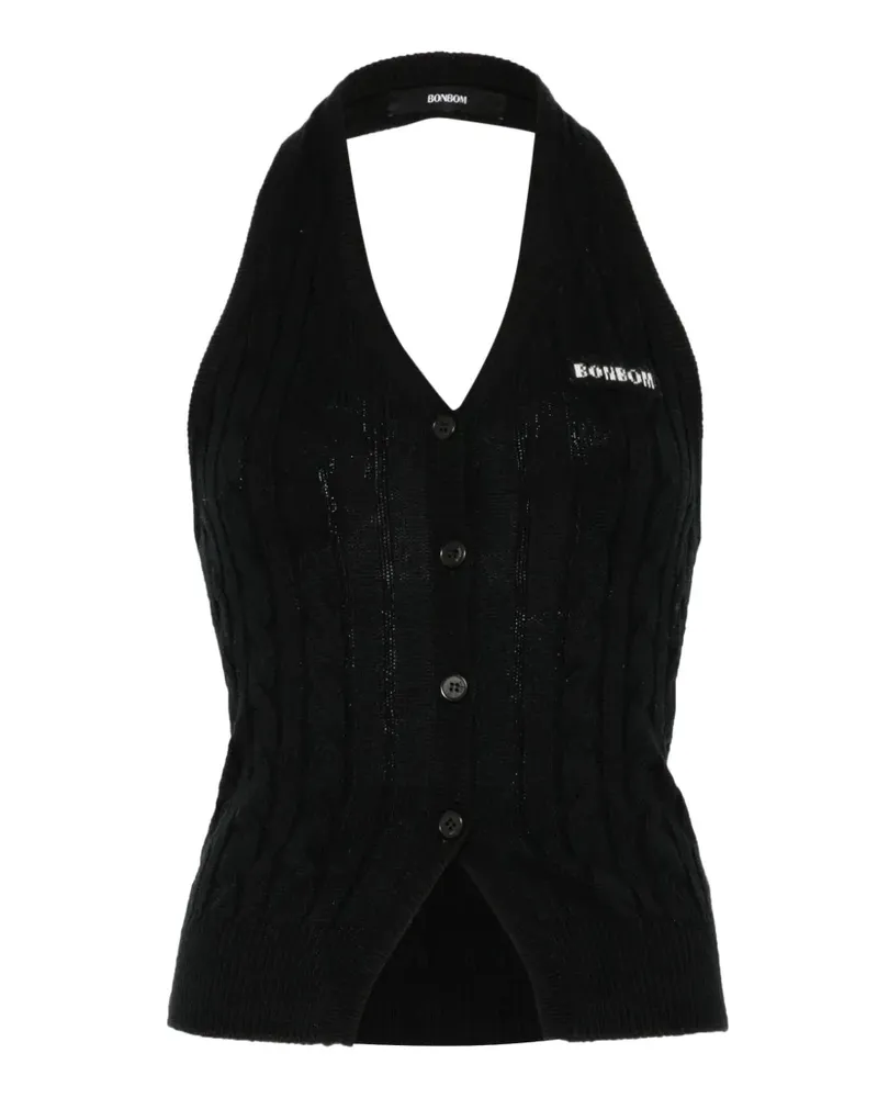 BONBOM Oberteil mit Strickmuster - Schwarz Schwarz