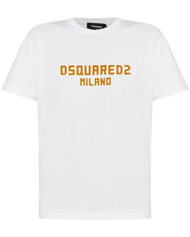 Dsquared2 T-Shirt mit geflocktem Logo - Weiß Weiß