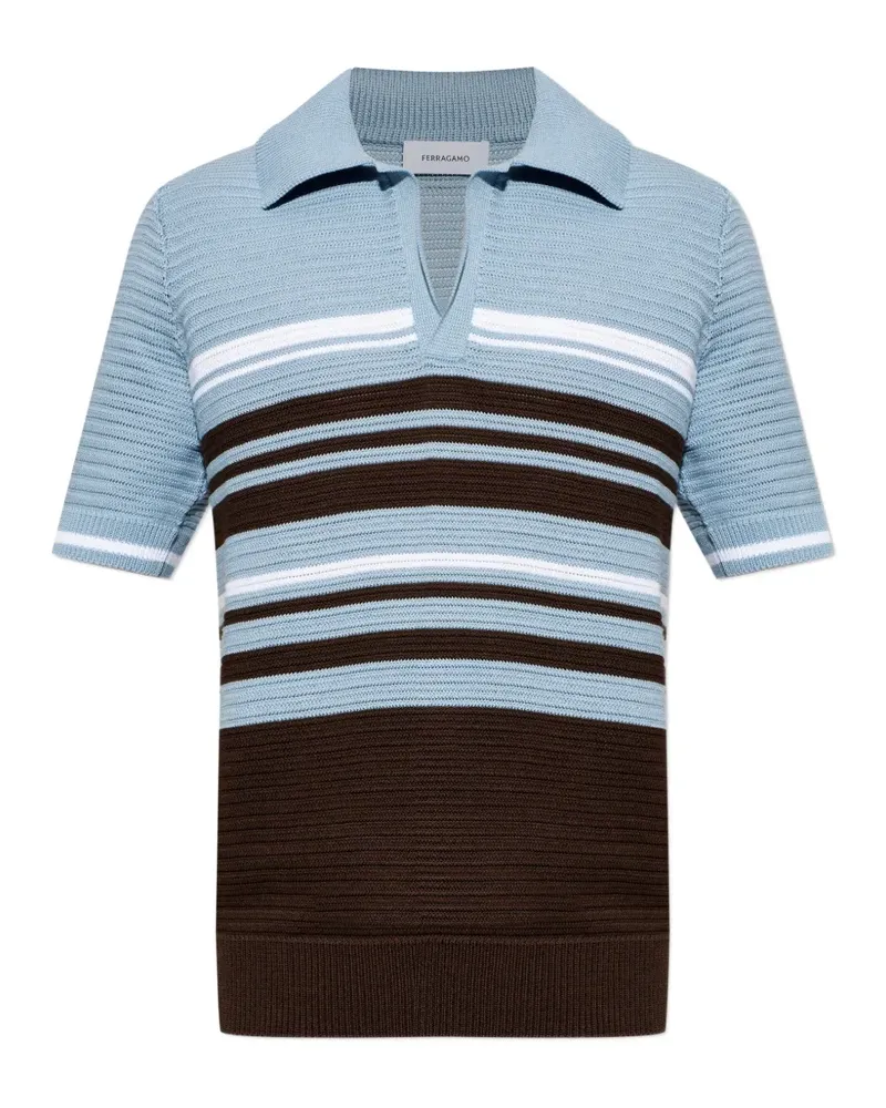Ferragamo striped knit T-shirt - Blau Blau