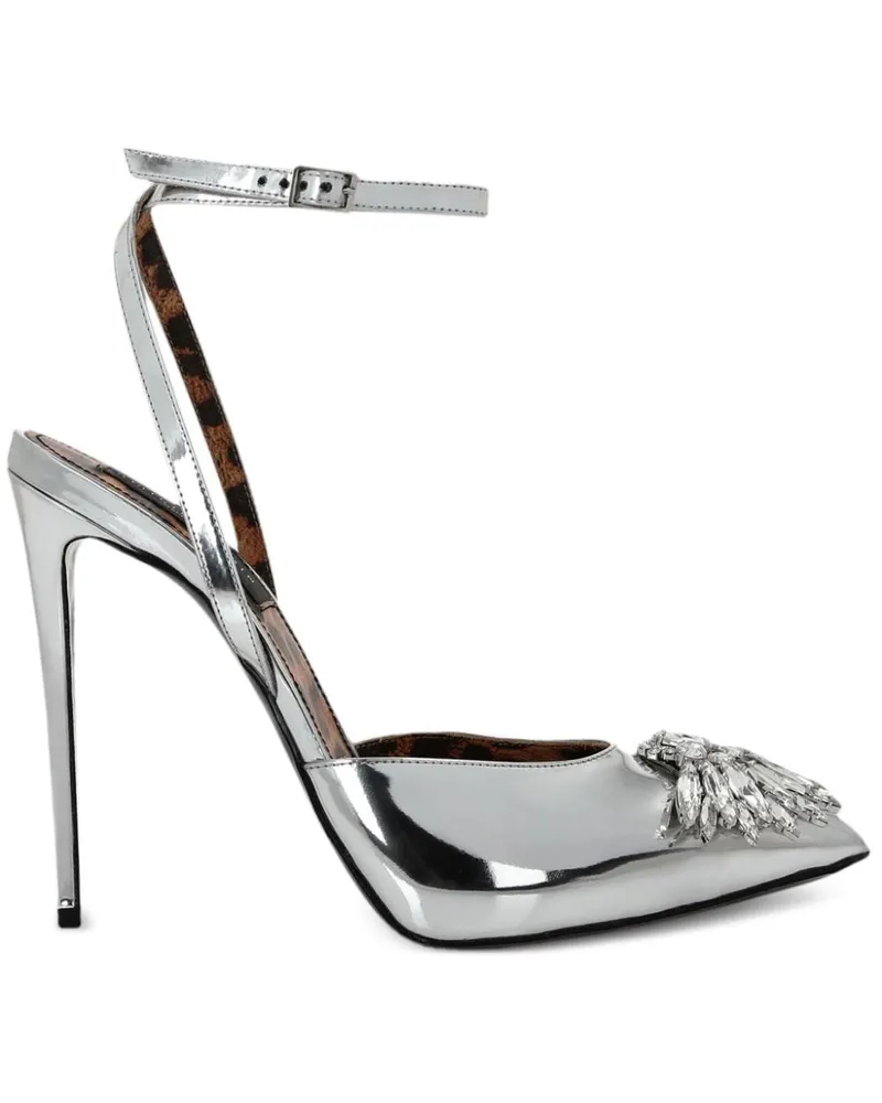 Philipp Plein Mirror Pumps mit Kristallen 100mm - Silber Silber
