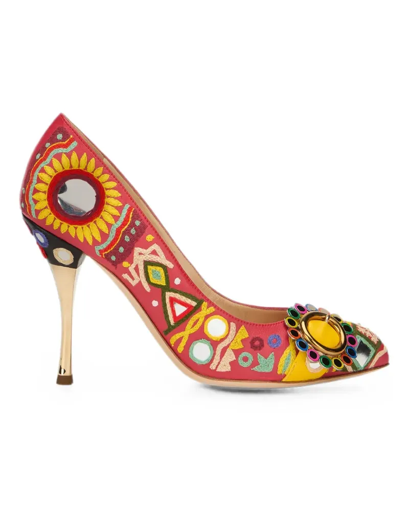 Moschino embroidered mirror-embellished pumps - Rot Rot