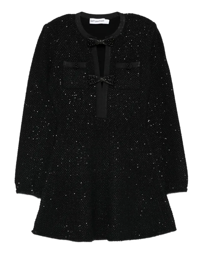 Self-Portrait Minikleid mit Pailletten - Schwarz Schwarz