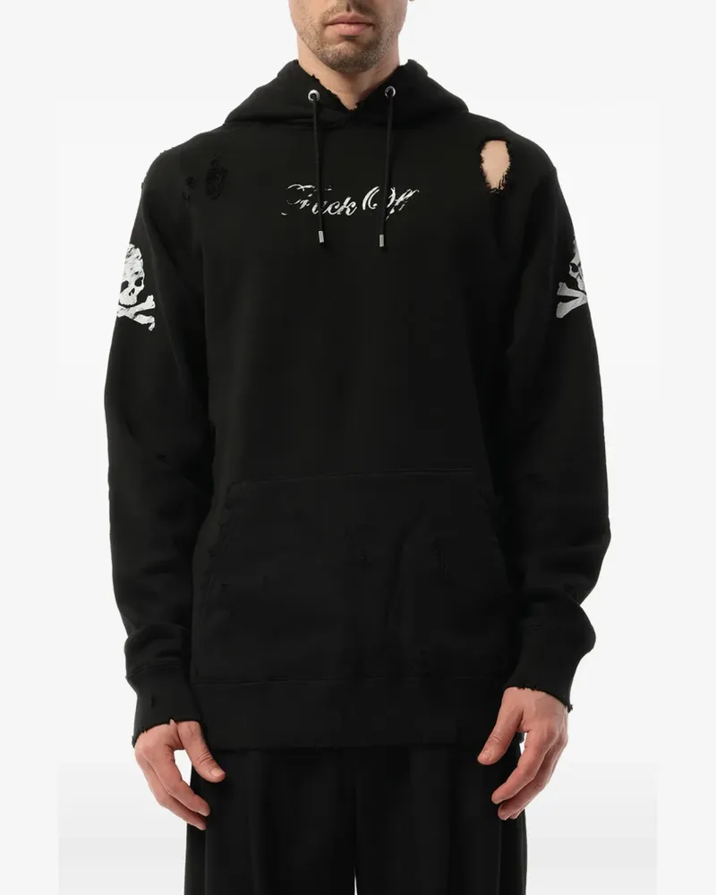 Mastermind Japan distressed skull-print hoodie - Schwarz Schwarz