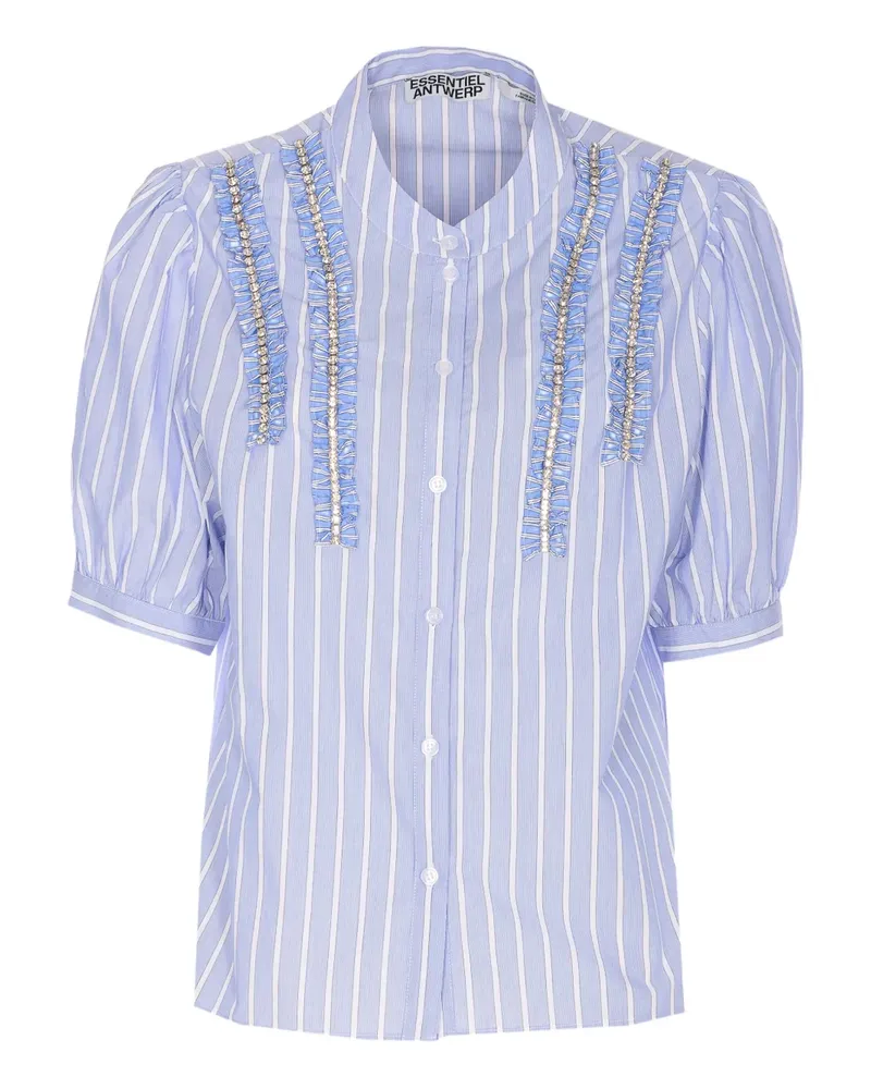 Essentiel striped ruffled embellished top - Blau Blau