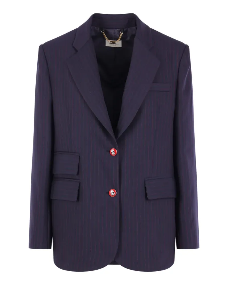 Elisabetta Franchi Blazer mit Nadelstreifen und Logo-Knöpfen - Blau Blau