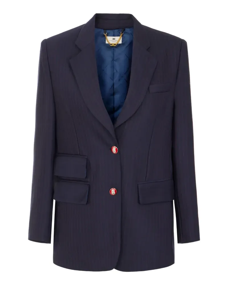 Elisabetta Franchi Blazer mit Nadelstreifen und Logo-Knöpfen - Blau Blau