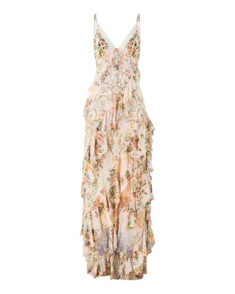 Camilla floral ruffled dress - Nude Nude