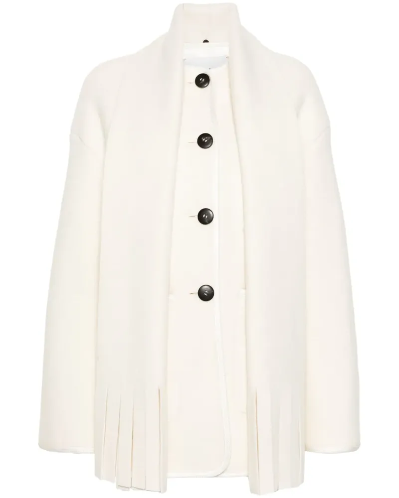 forte_forte Mantel mit Schaldetail - Weiß Weiß