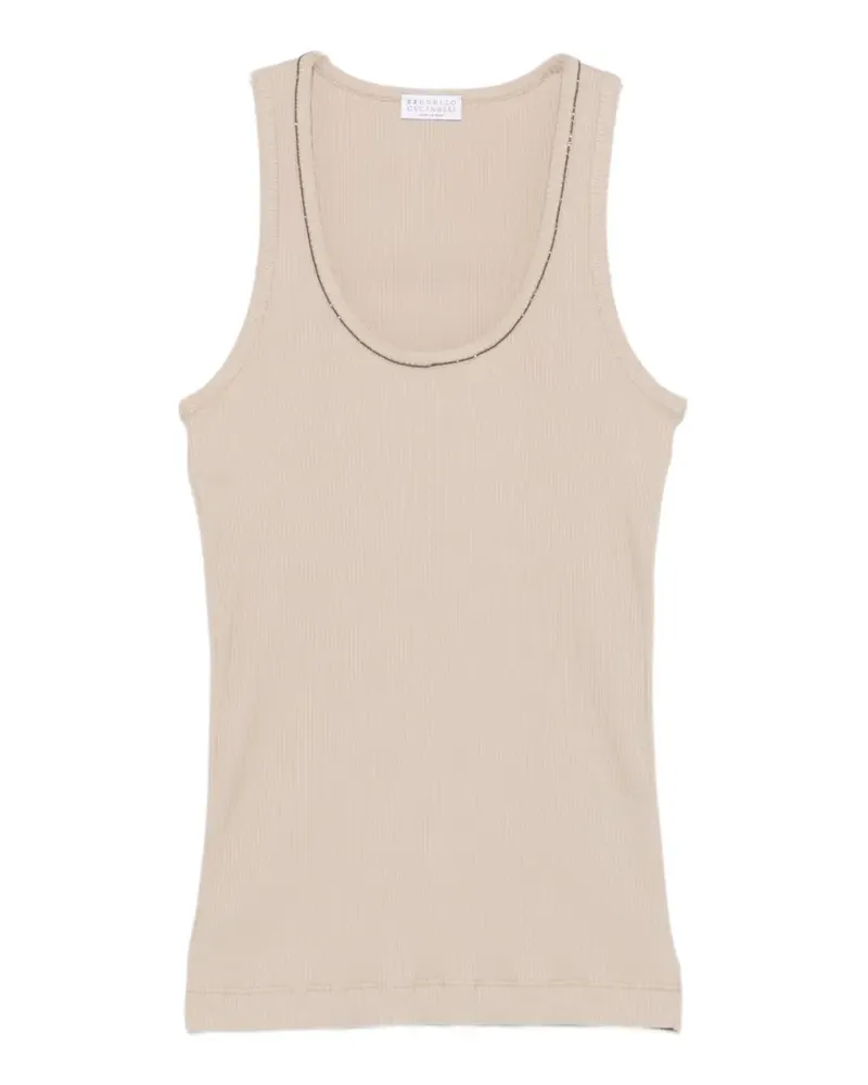 Brunello Cucinelli ribbed monili-trim tank top - Nude Nude